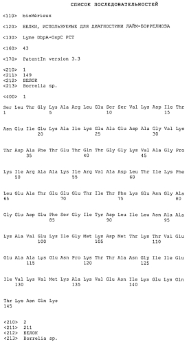 Химерный белок боррелии, нуклеиновая кислота, кодирующая такой белок, экспрессирующая кассета, вектор, способ и набор для диагностики лайм-боррелиоза, вакцина для профилактики боррелиоза (патент 2549698)