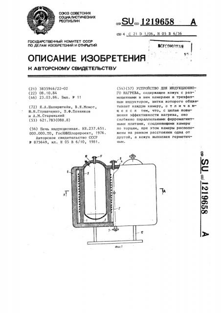Устройство для индукционного нагрева (патент 1219658)
