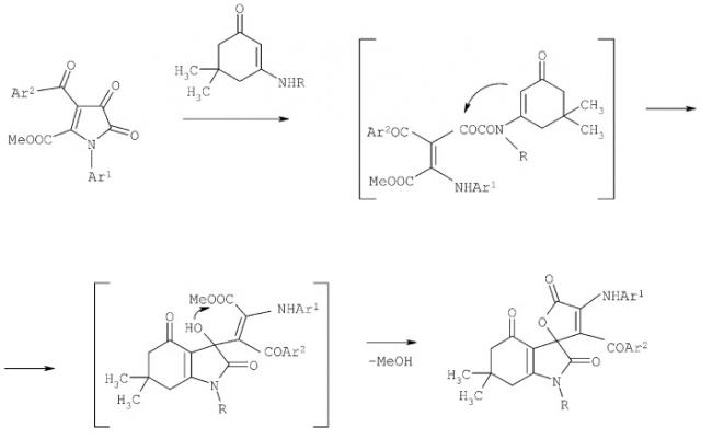 (z)-1'-r-6',6'-диметил-3-(фенил(ариламино)метилен)-6',7'-дигидро-3н-спиро[фуран-2,3'-индол]-2',4,4',5(1'h,5'h)тетраоны и способ их получения (патент 2365592)