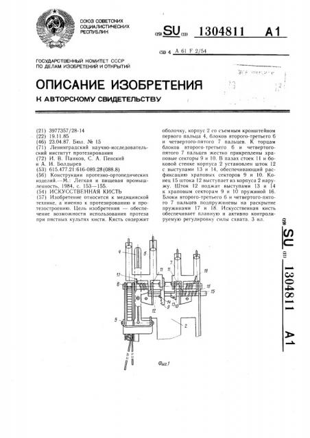 Искусственная кисть (патент 1304811)