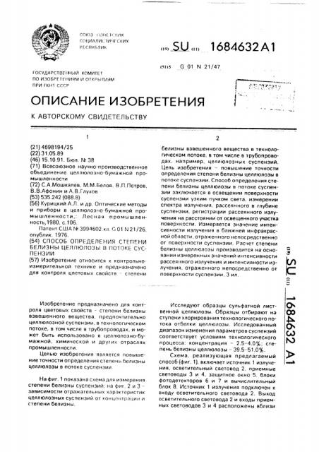 Способ определения степени белизны целлюлозы в потоке суспензии (патент 1684632)