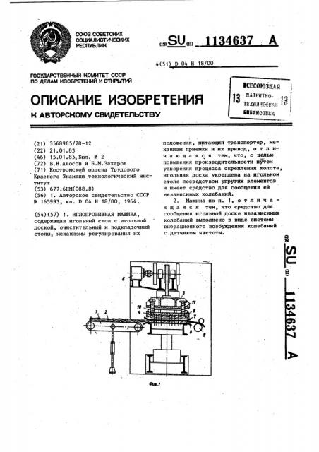 Иглопробивная машина (патент 1134637)