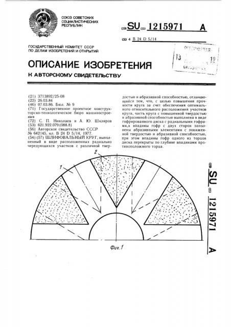 Шлифовальный круг (патент 1215971)