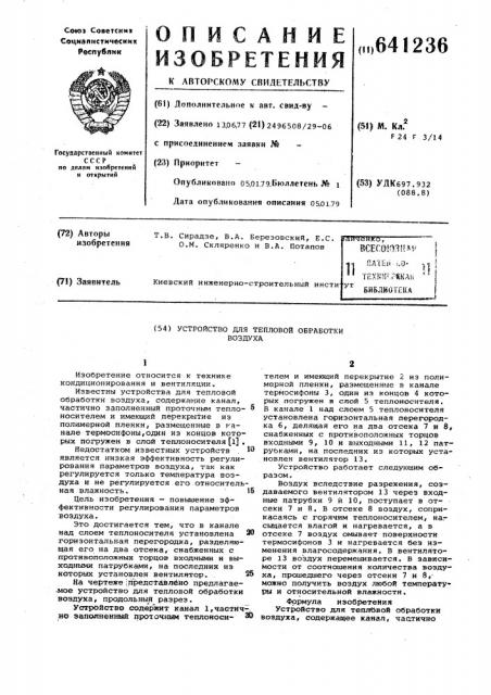 Устройство для тепловой обработки воздуха (патент 641236)