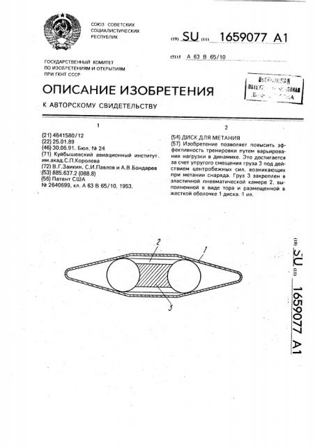 Диск для метания (патент 1659077)