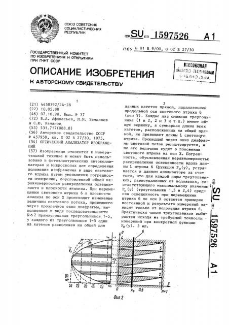 Оптический анализатор изображений (патент 1597526)