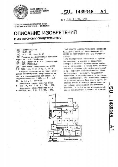 Способ автоматического контроля массового выброса загрязняющих веществ и устройство для его осуществления (патент 1439448)