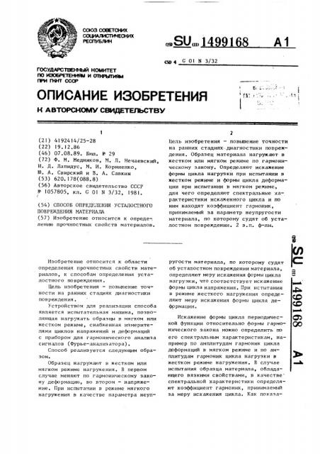 Способ определения усталостного повреждения материала (патент 1499168)