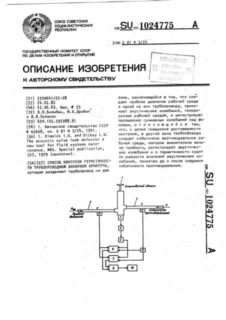 Способ контроля герметичности трубопроводной запорной арматуры (патент 1024775)