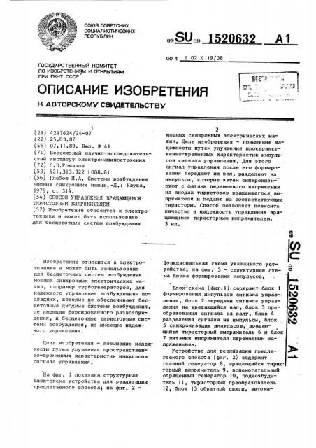 Способ управления вращающимся тиристорным выпрямителем (патент 1520632)