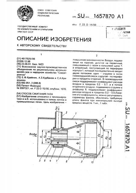 Способ сжигания газа (патент 1657870)