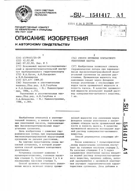 Способ промывки контактного уплотнения насоса (патент 1541417)