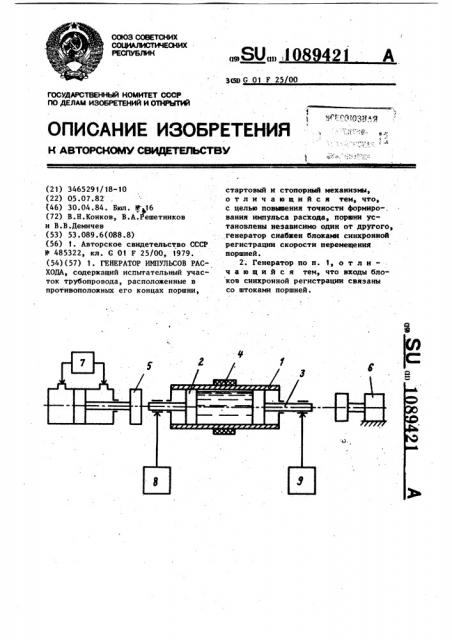 Генератор импульсов расхода (патент 1089421)