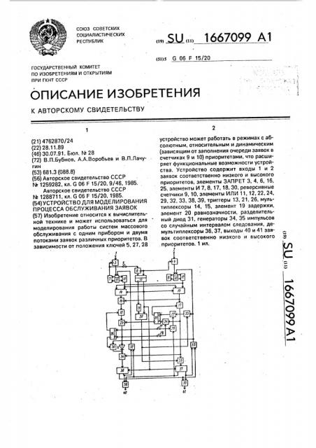 Устройство для моделирования процесса обслуживания заявок (патент 1667099)