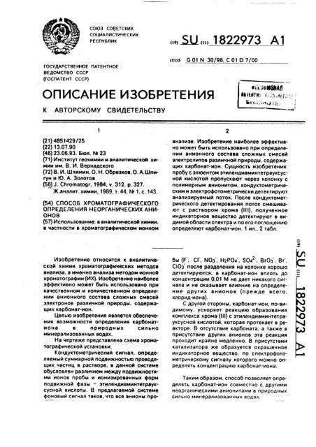 Способ хроматографического определения неорганических анионов (патент 1822973)