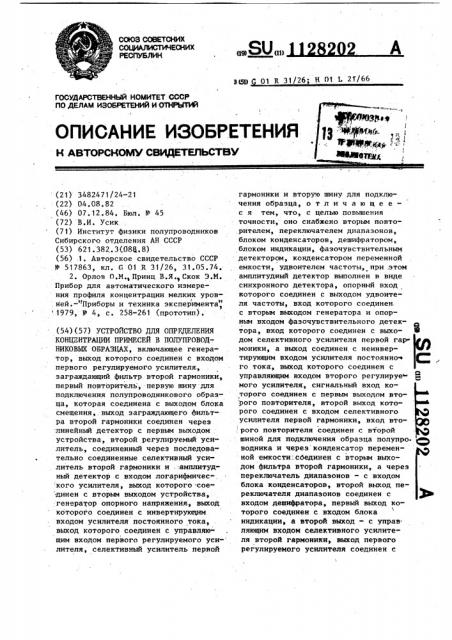 Устройство для определения концентрации примесей в полупроводниковых образцах (патент 1128202)