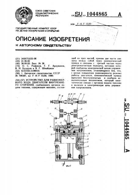 Устройство для равномерного хода двигателя внутреннего сгорания (патент 1044865)