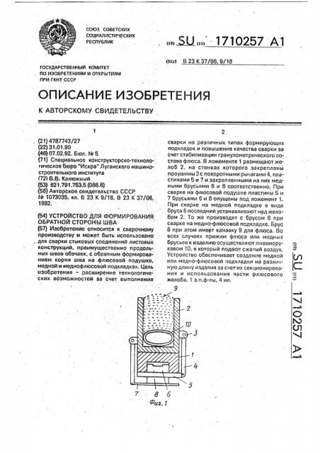 Устройство для формирования обратной стороны шва (патент 1710257)