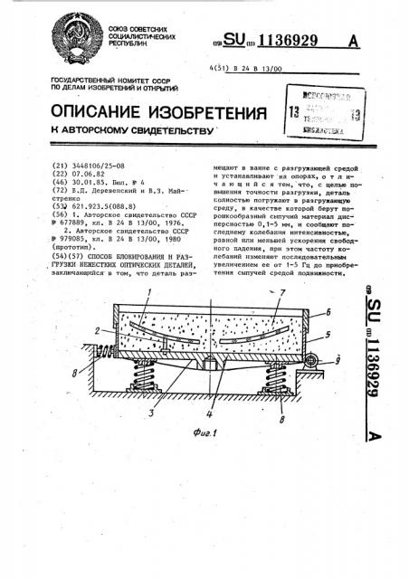 Способ блокирования и разгрузки нежестких оптических деталей (патент 1136929)