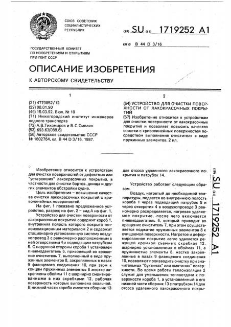 Устройство для очистки поверхности от лакокрасочных покрытий (патент 1719252)