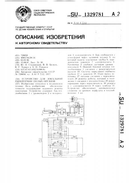 Устройство для локальной гипотермии полых органов (патент 1329781)