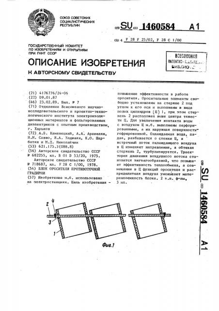 Блок оросителя противоточной градирни (патент 1460584)