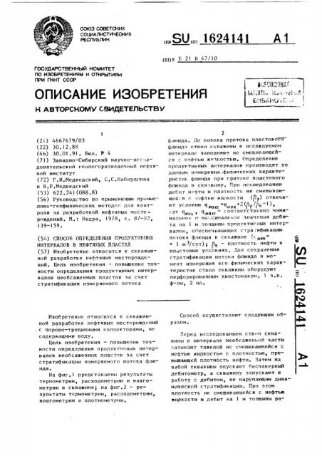 Способ определения продуктивных интервалов в нефтяных пластах (патент 1624141)