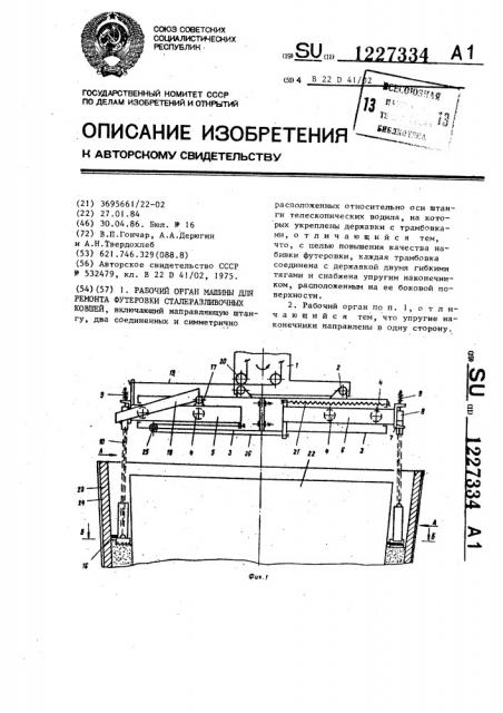 Рабочий орган машины для ремонта футеровки сталеразливочных ковшей (патент 1227334)