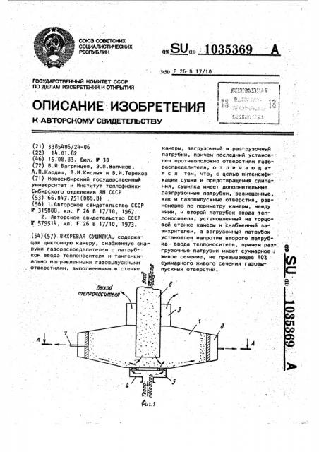 Вихревая сушилка (патент 1035369)