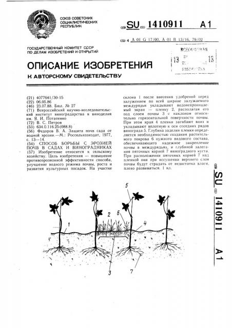 Способ борьбы с эрозией почв в садах и виноградниках (патент 1410911)