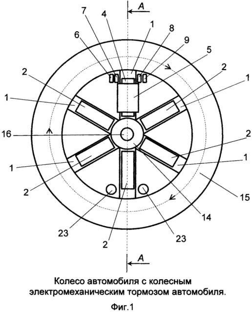 Колесный электромеханический тормоз автомобиля (патент 2640679)