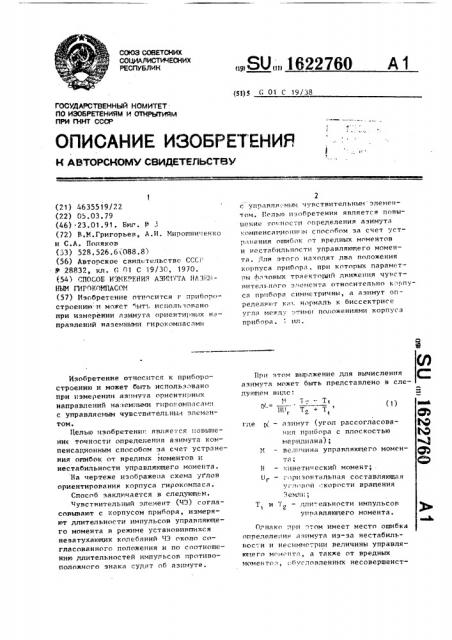 Способ измерения азимута наземным гирокомпасом (патент 1622760)