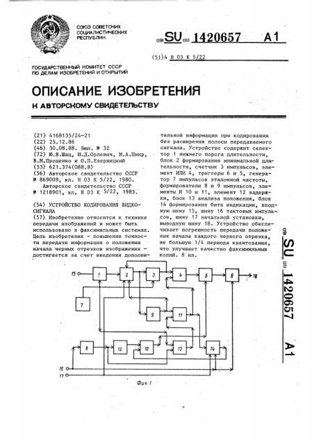 Устройство кодирования видеосигнала (патент 1420657)