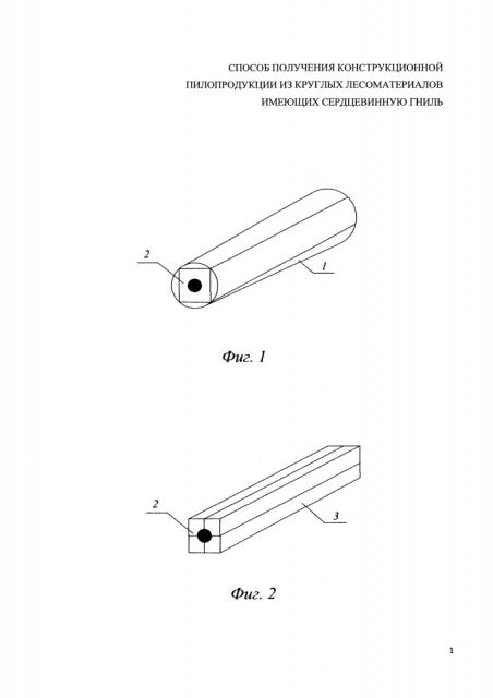 Способ получения конструкционной пилопродукции из круглых лесоматериалов, имеющих сердцевинную гниль (патент 2654720)