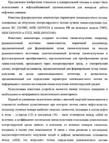 Рентгенофлуоресцентный анализатор компонентного состава и скоростных параметров трехкомпонентного потока (патент 2377545)