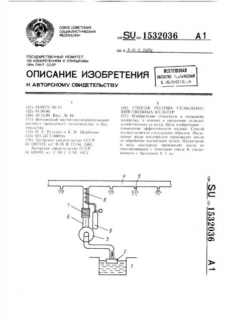 Способ полива сельскохозяйственных культур (патент 1532036)