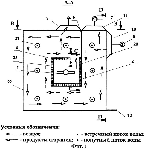 Теплоутилизатор для автономного воздушного отопления и горячего водоснабжения при сжигании природного газа (патент 2464501)