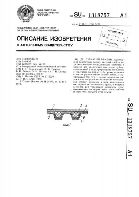 Зубчатый ремень (патент 1318757)