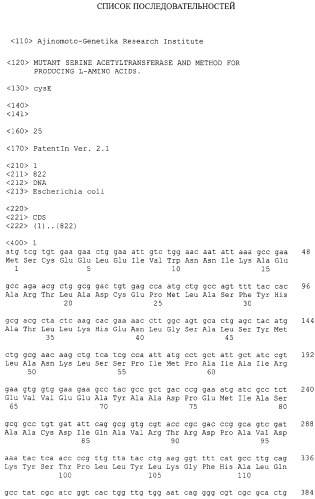 Мутантная серинацетилтрансфераза, фрагмент днк, кодирующий мутантную серинацетилтрансферазу (варианты), бактерия, принадлежащая к роду escherichia, - продуцент l-цистеина, и способ продукции l-цистеина (патент 2279477)