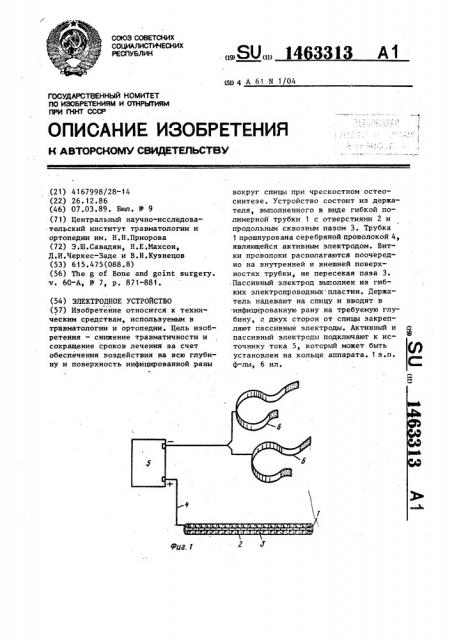 Электродное устройство (патент 1463313)