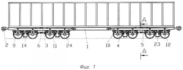 Восьмиосное железнодорожное транспортное средство (патент 2291078)