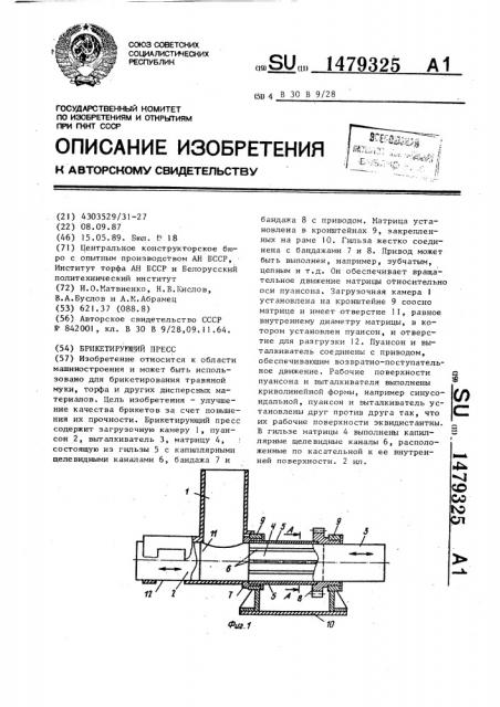 Брикетирующий пресс (патент 1479325)