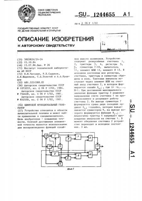 Цифровой функциональный генератор (патент 1244655)