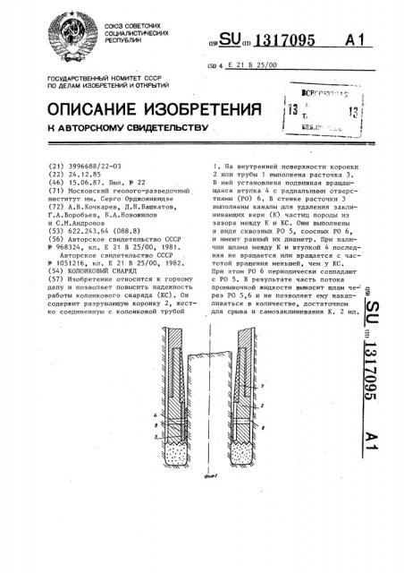 Колонковый снаряд (патент 1317095)