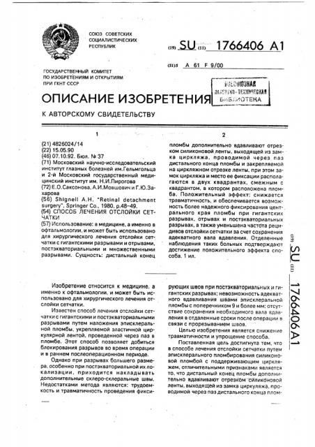 Способ лечения отслойки сетчатки (патент 1766406)