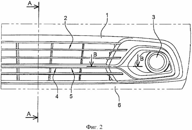 Передний бампер автотранспортного средства с установленной на нем отделочной планкой (патент 2624395)