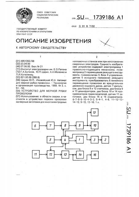 Устройство для мерной рубки проволоки (патент 1739186)