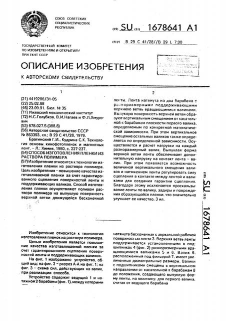 Способ изготовления пленки из раствора полимера (патент 1678641)