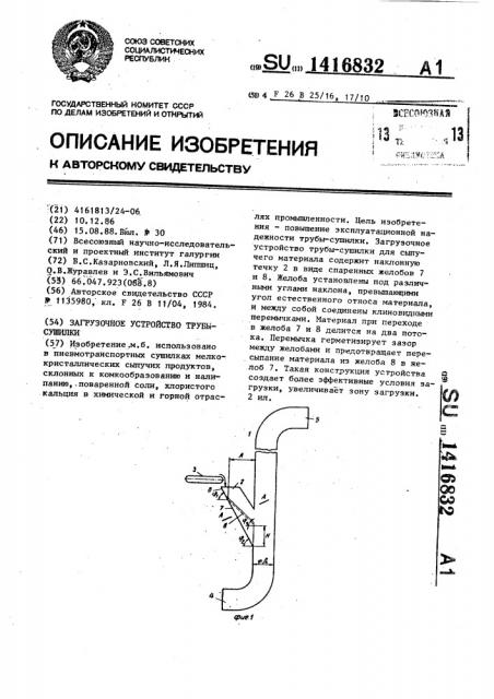 Загрузочное устройство трубы-сушилки (патент 1416832)