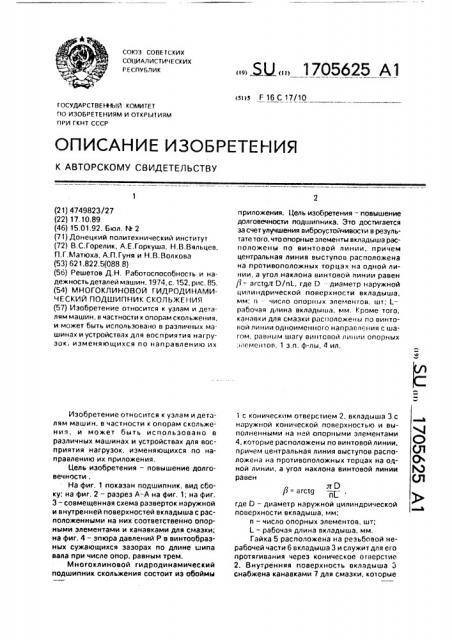 Многоклиновой гидродинамический подшипник скольжения (патент 1705625)